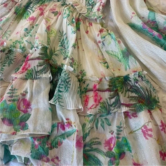 Hemant & Nandita botanical shimmer Zaina ruffle tiered mini dress - Picture 9 of 15